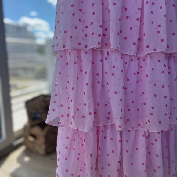 Pink Polka Dot Strapless Dress - Picture 5 of 8